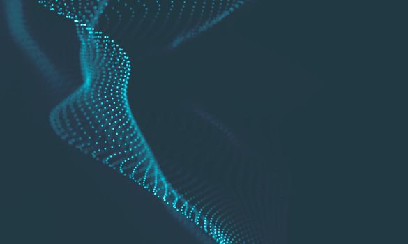  Music background. Big Data Particle Flow Visualisation. Science infographic futuristic illustration. Sound wave.