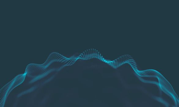  Music background. Big Data Particle Flow Visualisation. Science infographic futuristic illustration. Sound wave.