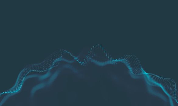  Music background. Big Data Particle Flow Visualisation. Science infographic futuristic illustration. Sound wave.