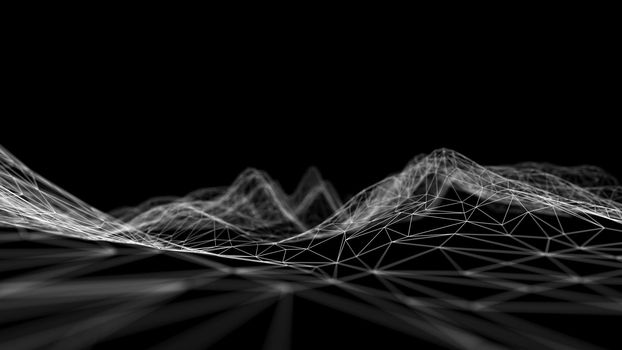 Black technology background. Blockchain technology 3d .