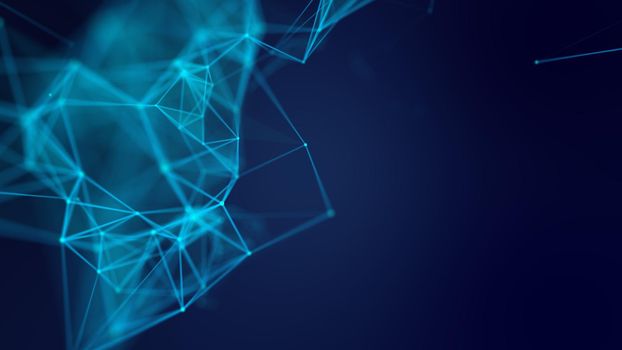 Abstract geometric blue connections background. Artificial intelligence tech medical concept.