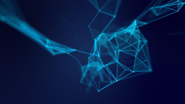 Abstract geometric blue connections background. Artificial intelligence tech medical concept.