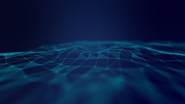 Abstract geometric blue connections background. Artificial intelligence tech medical concept.