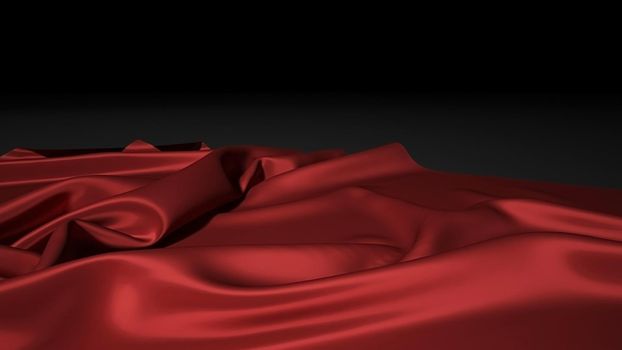 Abstract red silk on black christmas background. Black background with red.