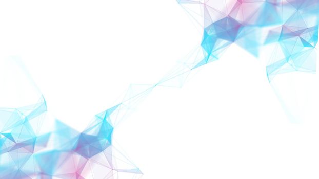 Abstract blue background with blue particles. Abstract triangles