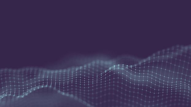 Data technology abstract futuristic illustration . Low poly shape with connecting dots and lines on dark background. 3D rendering .