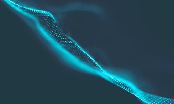  Music background. Big Data Particle Flow Visualisation. Science infographic futuristic illustration. Sound wave.