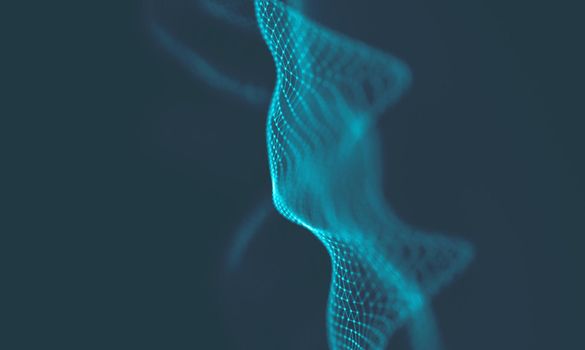  Music background. Big Data Particle Flow Visualisation. Science infographic futuristic illustration. Sound wave.