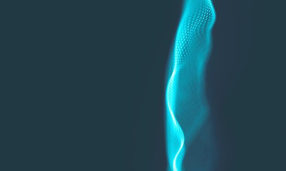  Music background. Big Data Particle Flow Visualisation. Science infographic futuristic illustration. Sound wave.
