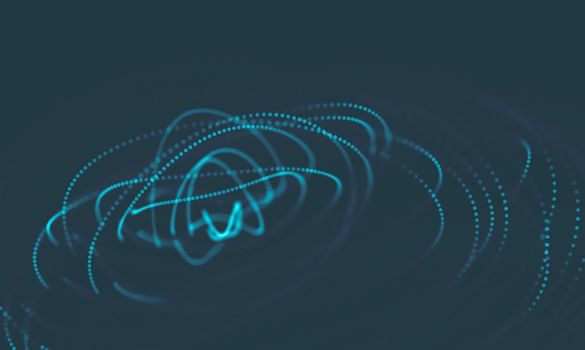  Music background. Big Data Particle Flow Visualisation. Science infographic futuristic illustration. Sound wave.