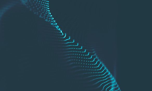  Music background. Big Data Particle Flow Visualisation. Science infographic futuristic illustration. Sound wave.