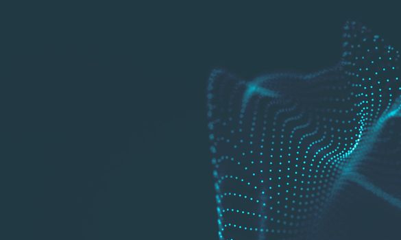  Music background. Big Data Particle Flow Visualisation. Science infographic futuristic illustration. Sound wave.