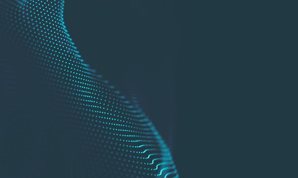  Music background. Big Data Particle Flow Visualisation. Science infographic futuristic illustration. Sound wave.