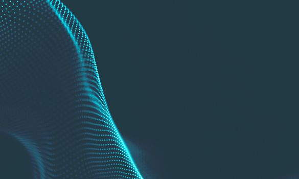  Music background. Big Data Particle Flow Visualisation. Science infographic futuristic illustration. Sound wave.
