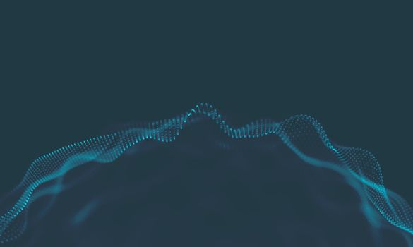  Music background. Big Data Particle Flow Visualisation. Science infographic futuristic illustration. Sound wave.