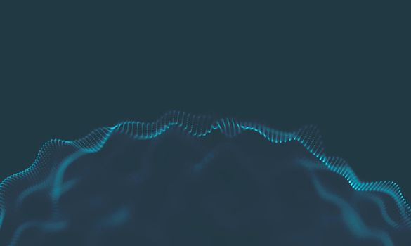 Music background. Big Data Particle Flow Visualisation. Science infographic futuristic illustration. Sound wave.