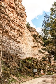 Cave houses in Jorquer village mountain range in Castile-La Mancha, Spain