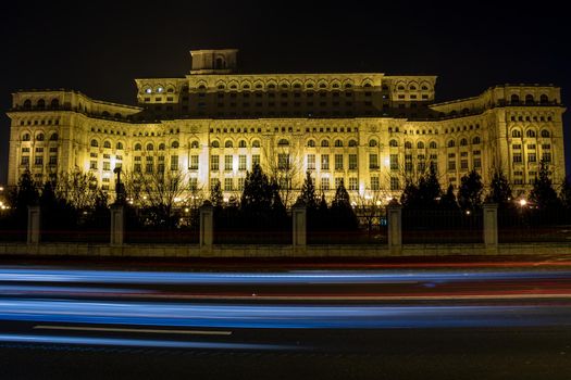 Palace of Parliament at night time, Bucharest, Romania