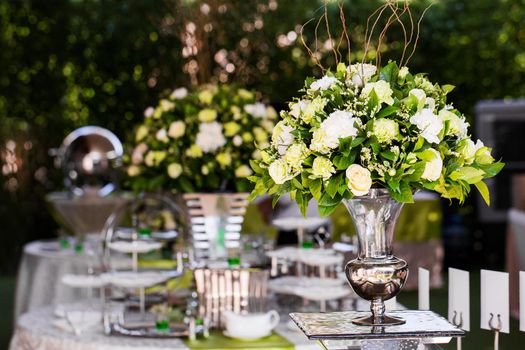 Fresh flowers on the table at a party.