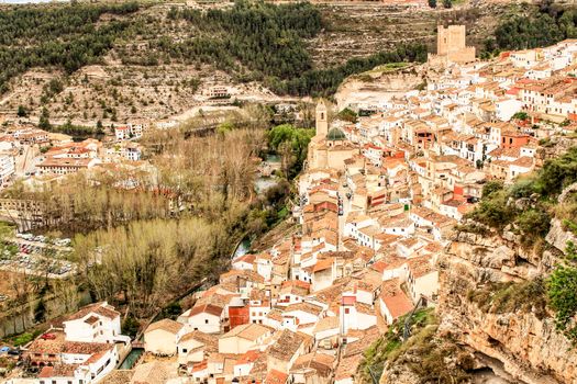Beautiful Overview of alcalá de Jucar in the morning in Castile-La Mancha, Spain