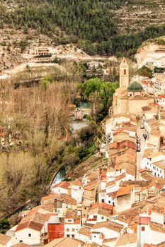 Beautiful Overview of alcalá de Jucar in the morning in Castile-La Mancha, Spain