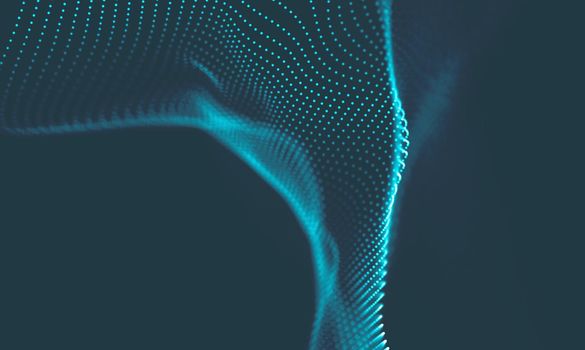  Music background. Big Data Particle Flow Visualisation. Science infographic futuristic illustration. Sound wave.