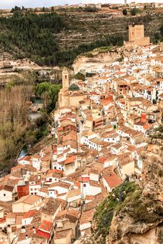Beautiful Overview of alcalá de Jucar in the morning in Castile-La Mancha, Spain