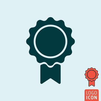 Award icon. Award symbol. Badge with ribbon icon isolated. Vector illustration