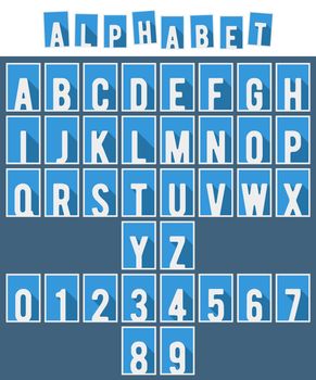 Alphabet font template. Letters and numbers for logo or icon. Flat design. Vector illustration.
