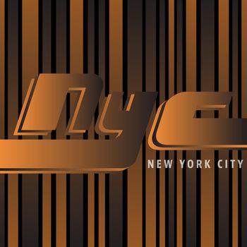 New York city vintage poster, t-shirt print. Black and gold stripes background. Vector illustration.