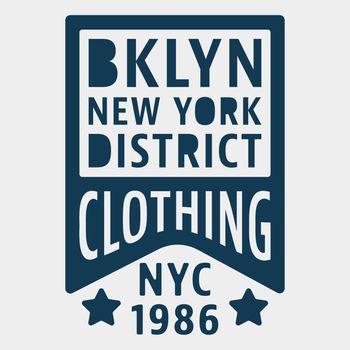 T-shirt print design. Brooklyn New York vintage stamp. Printing and badge applique label t-shirts, jeans, casual wear. Vector illustration.
