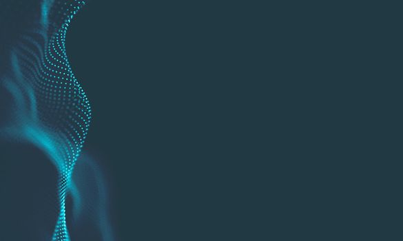  Music background. Big Data Particle Flow Visualisation. Science infographic futuristic illustration. Sound wave.