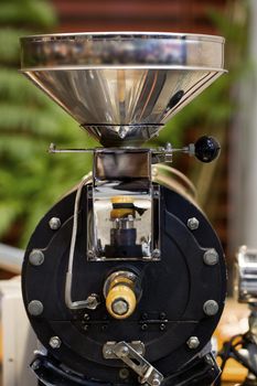 Coffee Grinder with coffee beans in close-up view