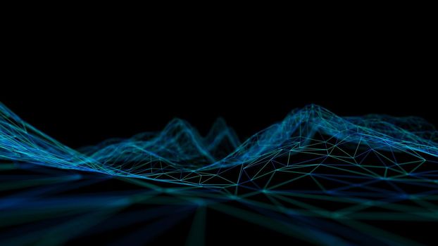 Blue technology background. Blockchain technology 3d .