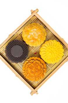 Mooncake and tea,food and drink for Chinese mid autumn festival.