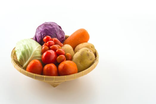 fresh vegetable salad on white background