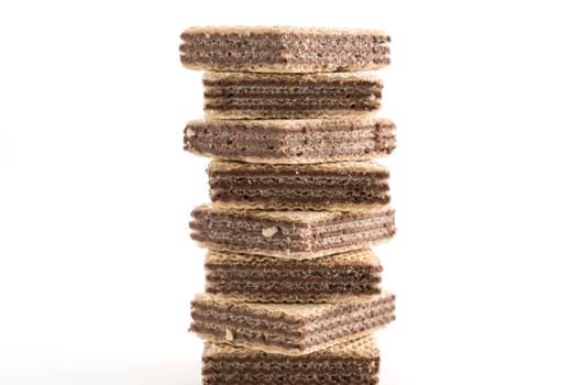 chocolate wafer on white background