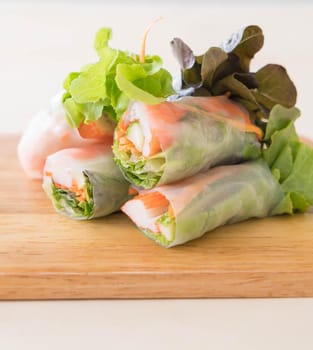 Fresh vegetable noodle spring roll, diet food, clean food, salad