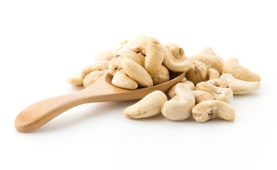 cashew nuts on white background