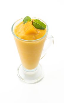 fresh mango smoothie on white background