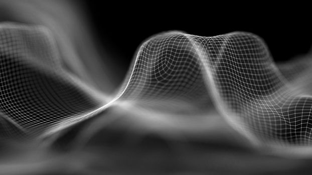 Data technology abstract futuristic illustration . Low poly shape with connecting dots and lines on dark background. 3D rendering . Big data .
