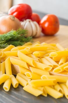 dry pasta spaghetti with ingredient