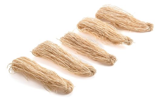 dried noodle on white background