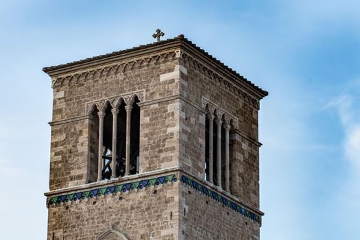 detail of the bell tower of the church of san francesco di terni