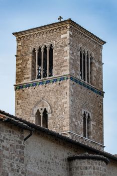 detail of the bell tower of the church of san francesco di terni