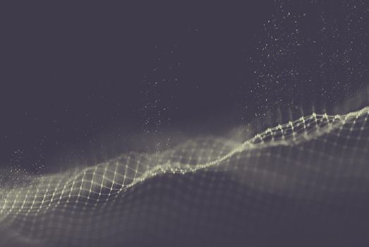 Data technology abstract futuristic illustration . Low poly shape with connecting dots and lines on dark background. 3D rendering . Big data .