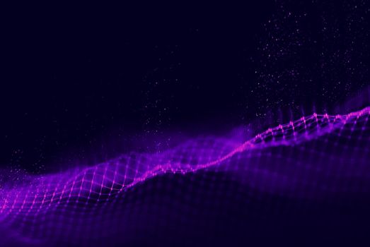Data technology abstract futuristic illustration . Low poly shape with connecting dots and lines on dark background. 3D rendering . Big data .