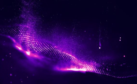 3d wave points fractal grid. Futuristic science infographic. Sound visualization