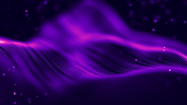 Data technology abstract futuristic illustration . Low poly shape with connecting dots and lines on dark background. 3D rendering
