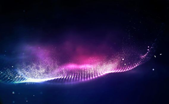 3d wave points fractal grid. Futuristic science infographic. Sound visualization